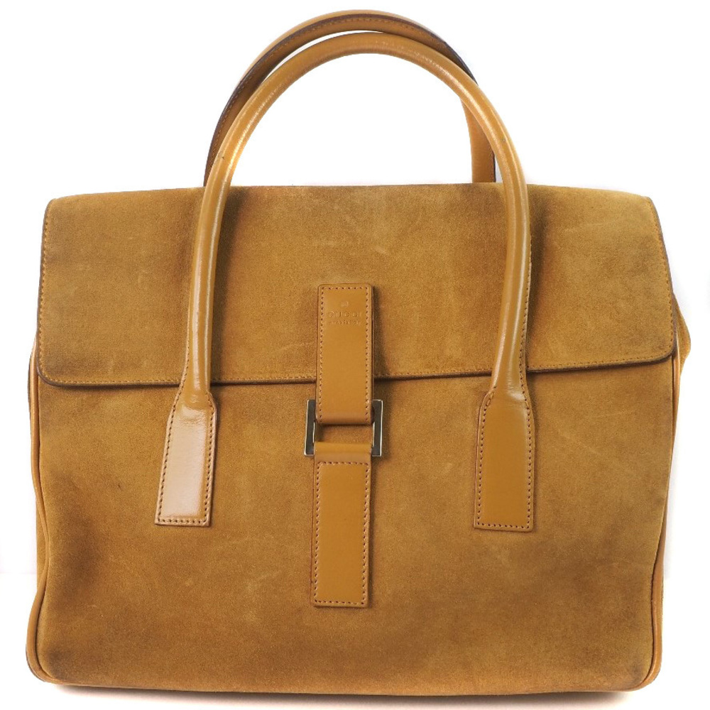 GUCCI Handbag Suede Leather Camel Handbag Magnetic Type